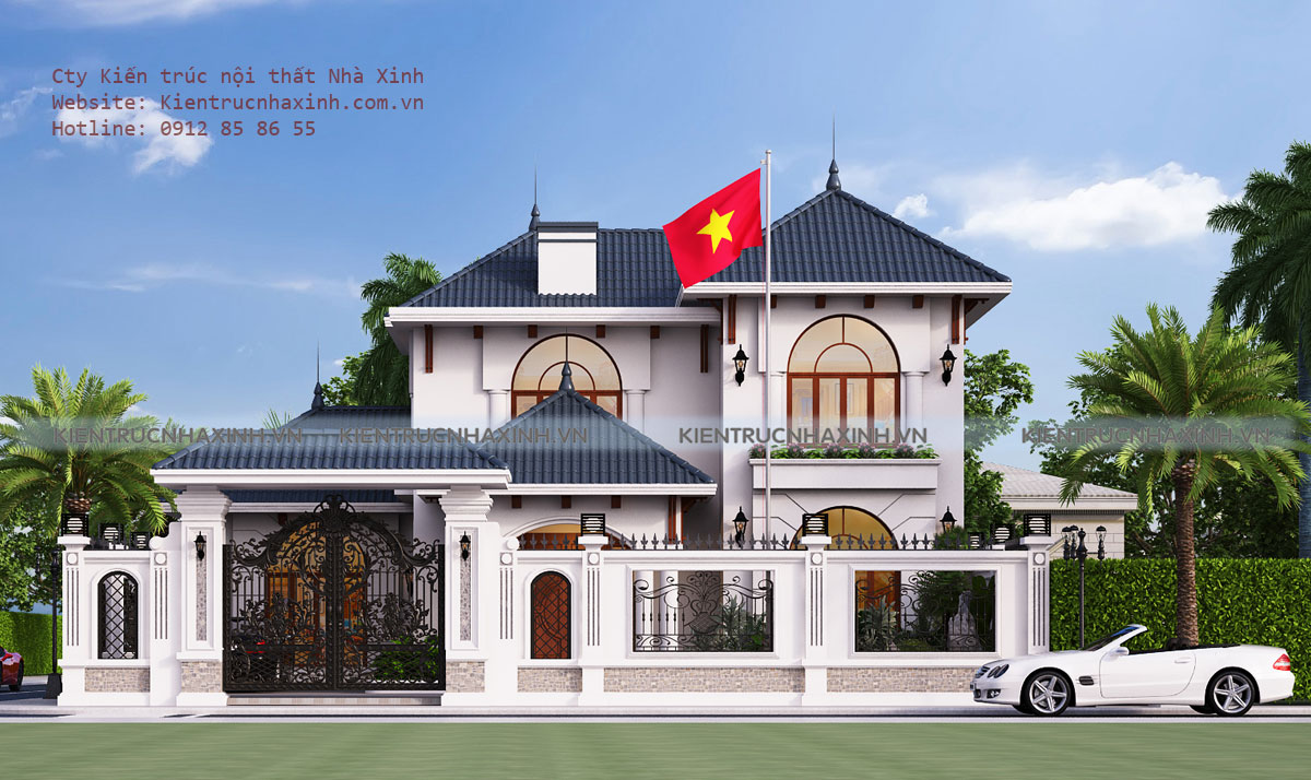 Mẫu thiết kế biệt thự 14m x15m gia đình A Du -TP Thái Nguyên